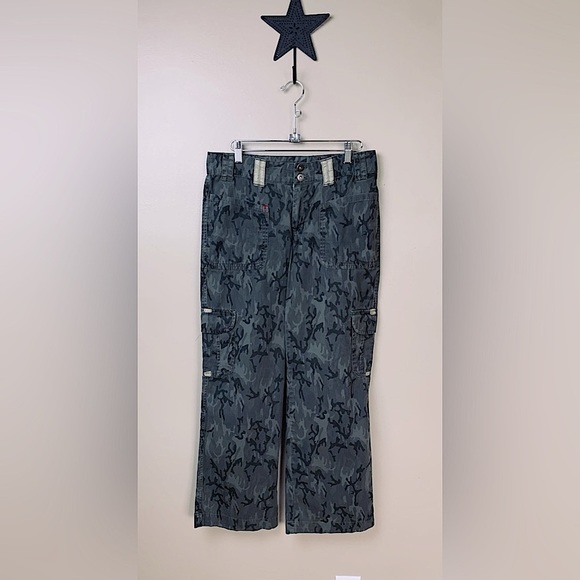 Nonstop Lifestyle Tecknologies Green Camo Pants Sz 7 w/ Side Leg Pockets - Picture 7 of 8